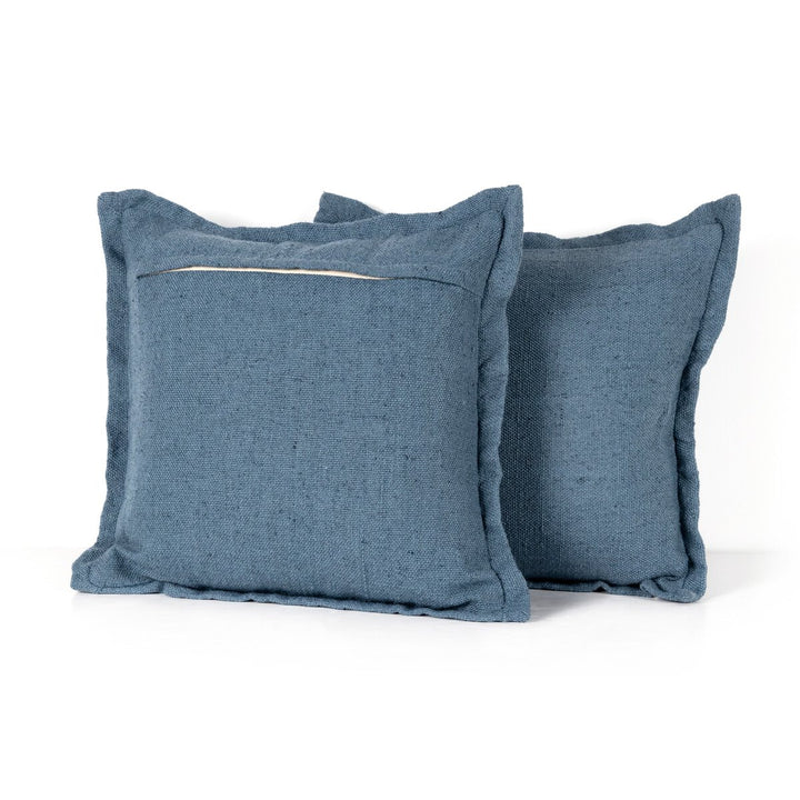 Sierra Outdoor Pillow - Lake Blue Faux Linen - Cover Only