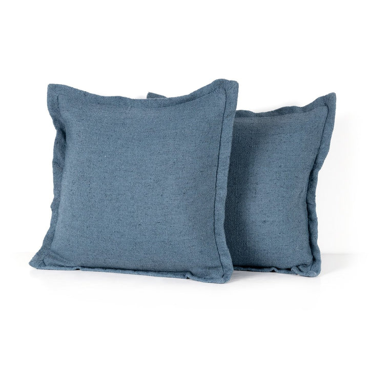 Sierra Outdoor Pillow - Lake Blue Faux Linen - Cover Only