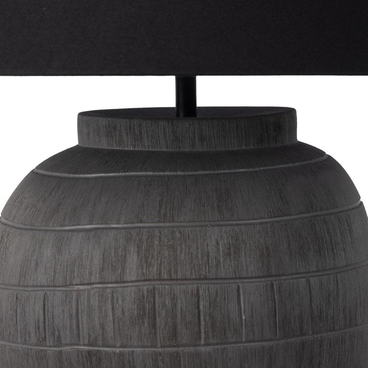 Mika Table Lamp - Textured Matte Black Porcelain Ceramic