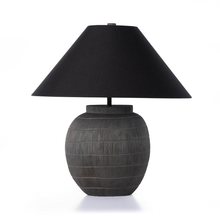 Mika Table Lamp - Textured Matte Black Porcelain Ceramic