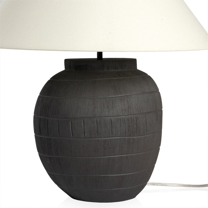 Mika Table Lamp - Textured Matte Black Porcelain Ceramic