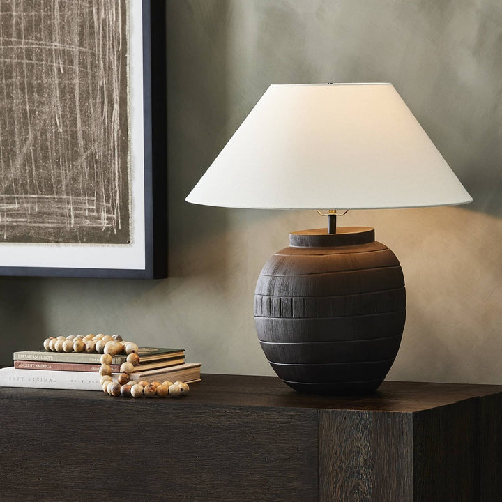 Mika Table Lamp - Textured Matte Black Porcelain Ceramic