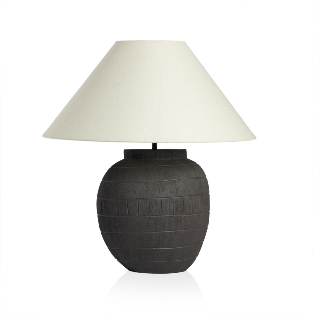 Mika Table Lamp - Textured Matte Black Porcelain Ceramic