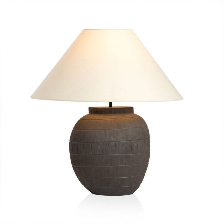 Mika Table Lamp - Textured Matte Black Porcelain Ceramic