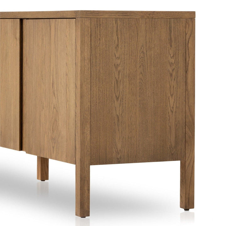 Landon Media Console - Amber Oak