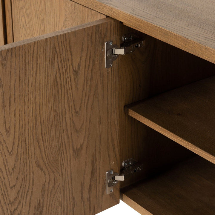 Landon Media Console - Amber Oak