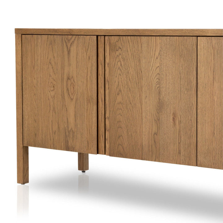 Landon Media Console - Amber Oak