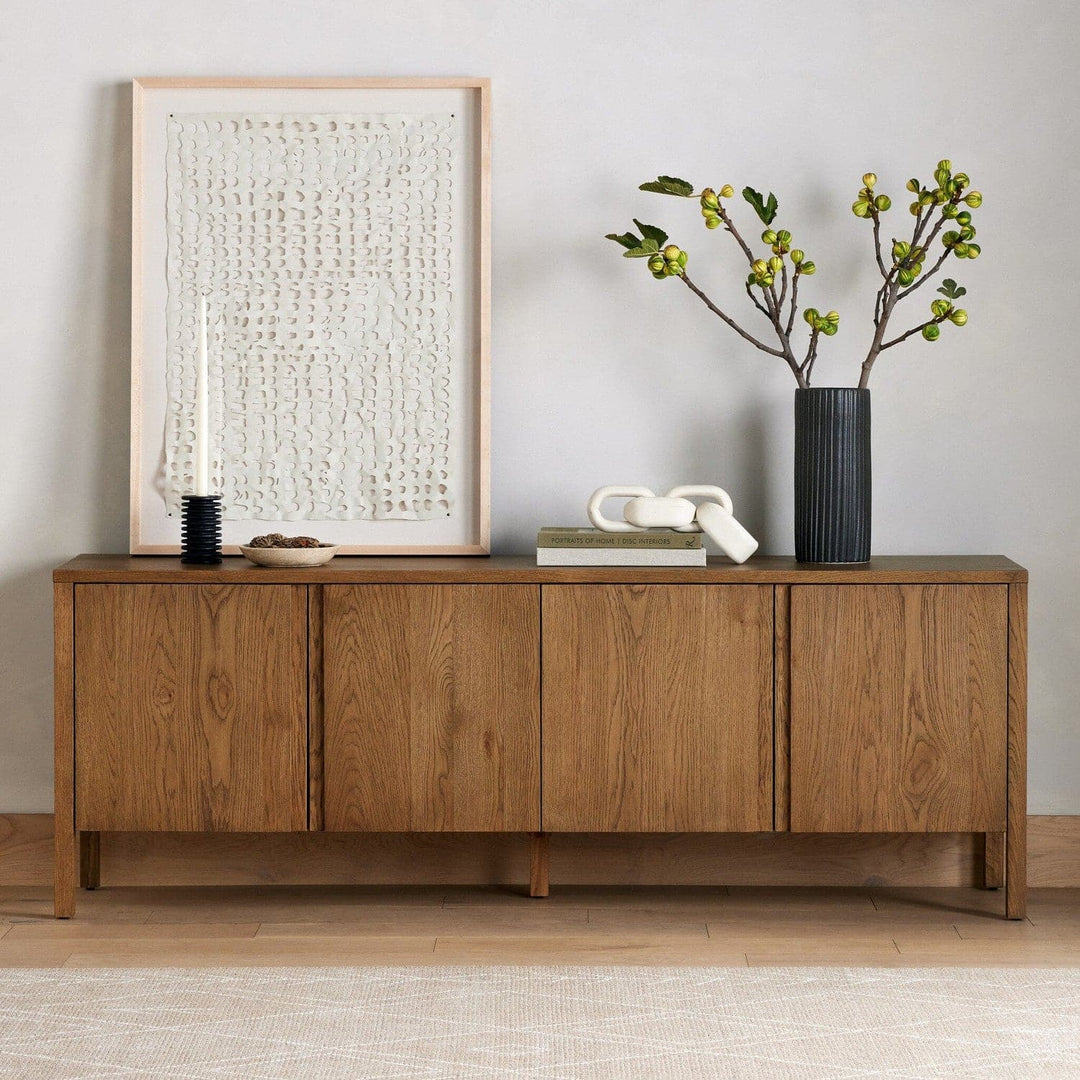 Landon Media Console - Amber Oak