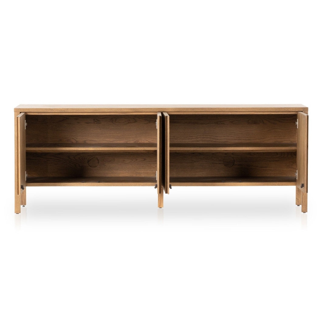 Landon Media Console - Amber Oak