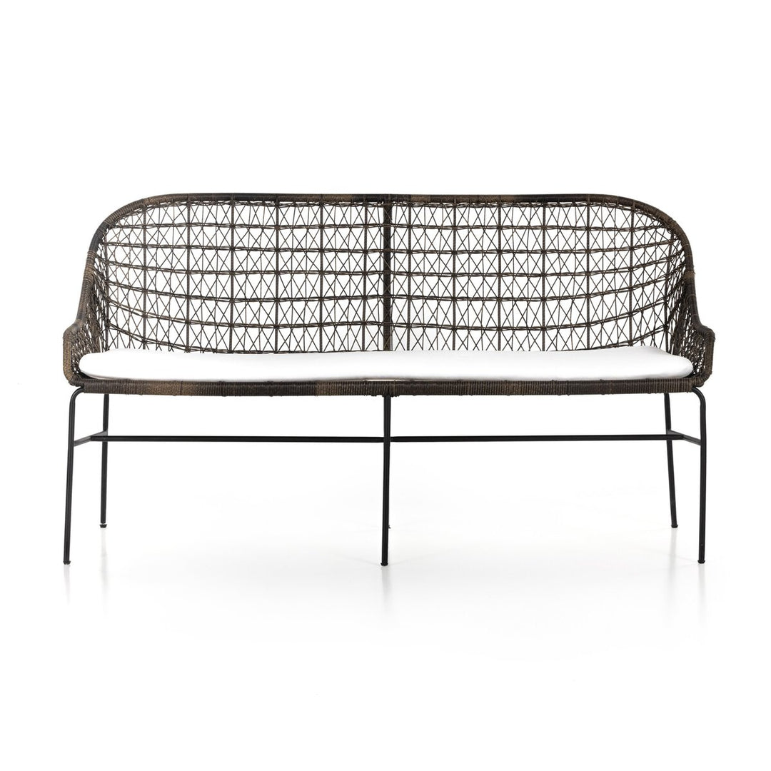 Canyon Outdoor Dining Bench - Distressed Grey - White