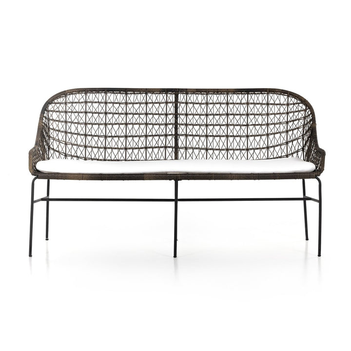 Canyon Outdoor Dining Bench - Distressed Grey - White