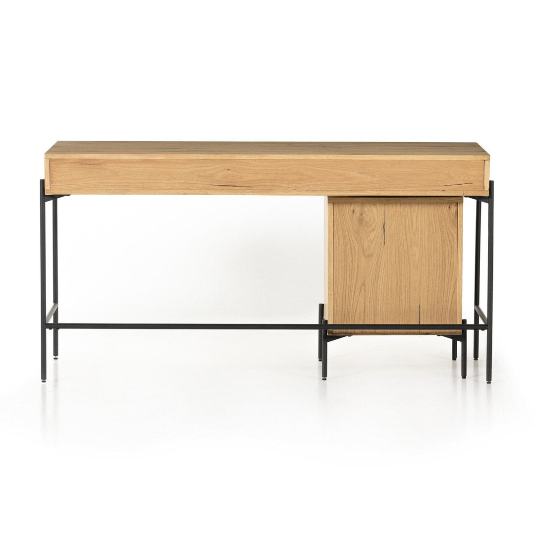 Easton Desk W/ Filing Cabinet - Light Oak Resin