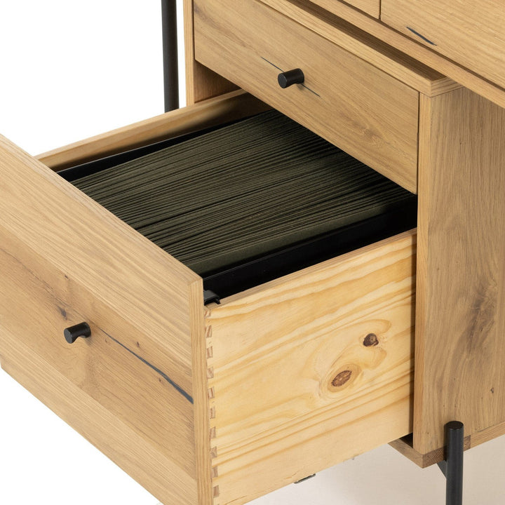 Easton Desk W/ Filing Cabinet - Light Oak Resin