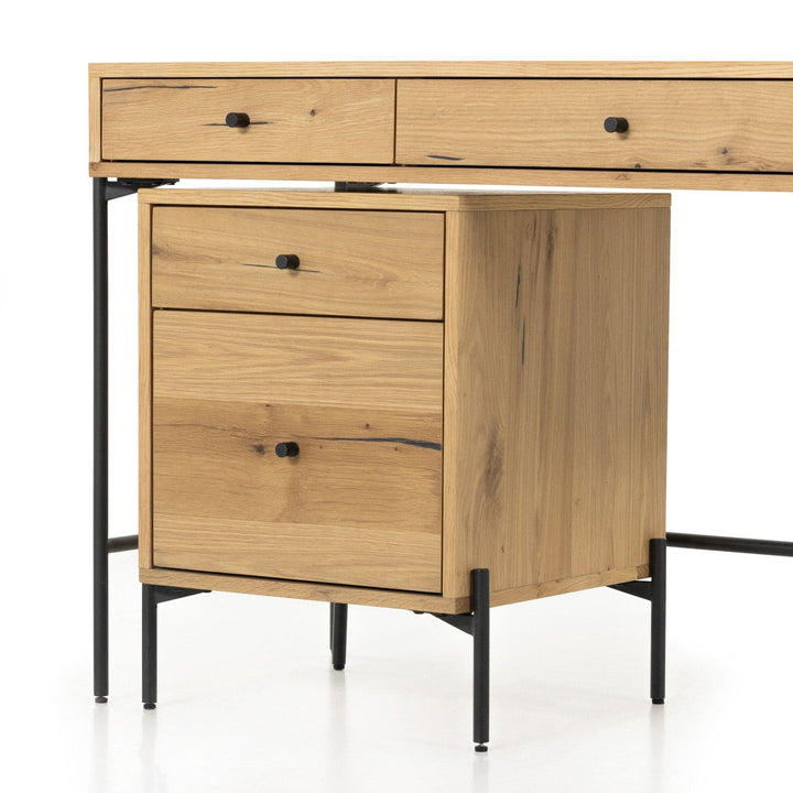 Easton Desk W/ Filing Cabinet - Light Oak Resin