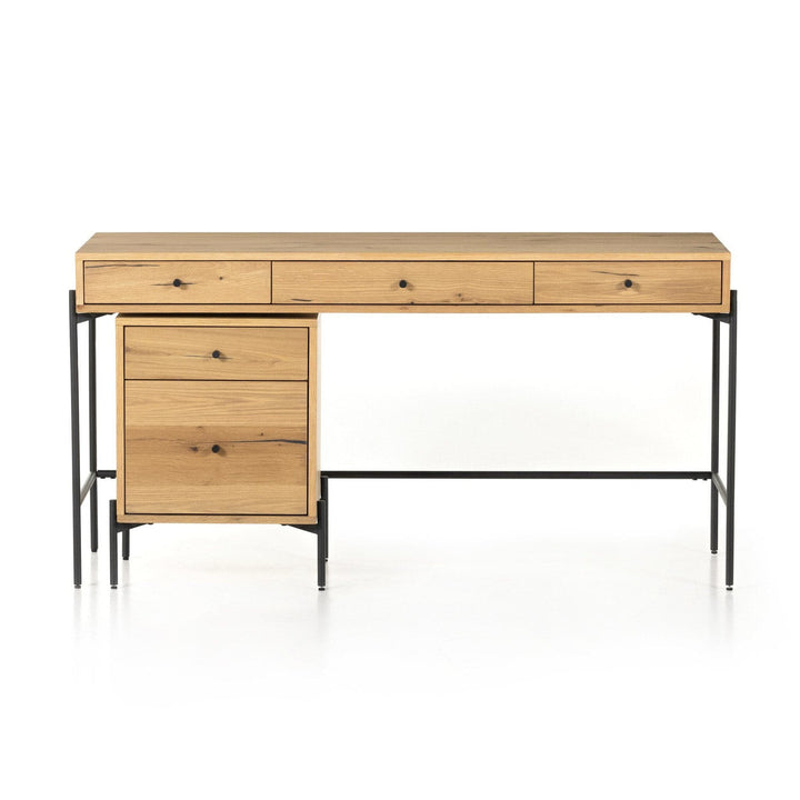 Easton Desk W/ Filing Cabinet - Light Oak Resin