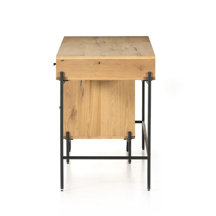 Easton Desk W/ Filing Cabinet - Light Oak Resin