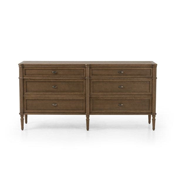 Toulouse Marble 6 Drawer Dresser-Four Hands-FH-238116-001-DressersToasted Oak w/ Polished White Marble-6-France and Son