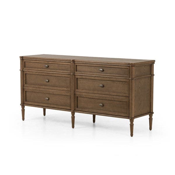 Toulouse Marble 6 Drawer Dresser-Four Hands-FH-238116-001-DressersToasted Oak w/ Polished White Marble-4-France and Son