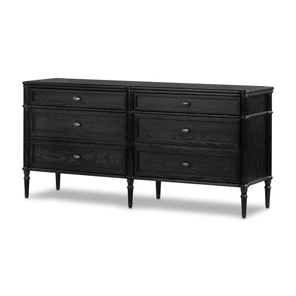 Toulouse Marble 6 Drawer Dresser-Four Hands-FH-232861-002-DressersDistressed Black-7-France and Son