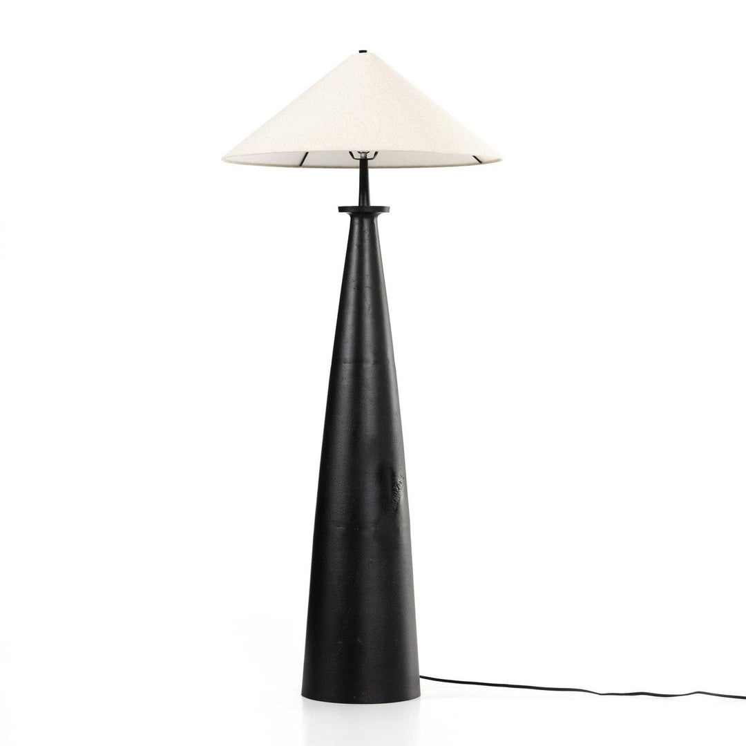 Ennis Tapered Shade Floor Lamp - Matte Black Cast Aluminum