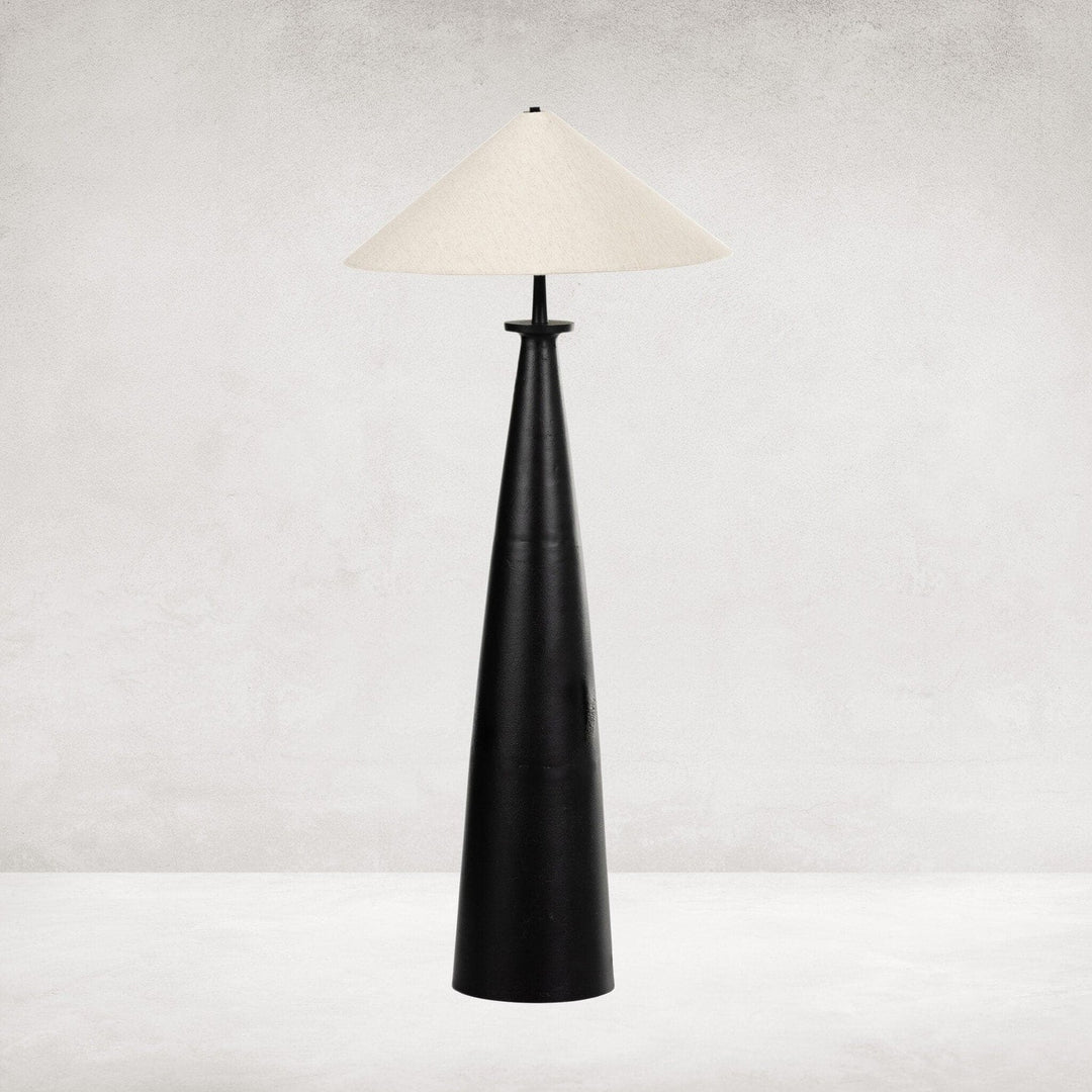 Ennis Tapered Shade Floor Lamp - Matte Black Cast Aluminum