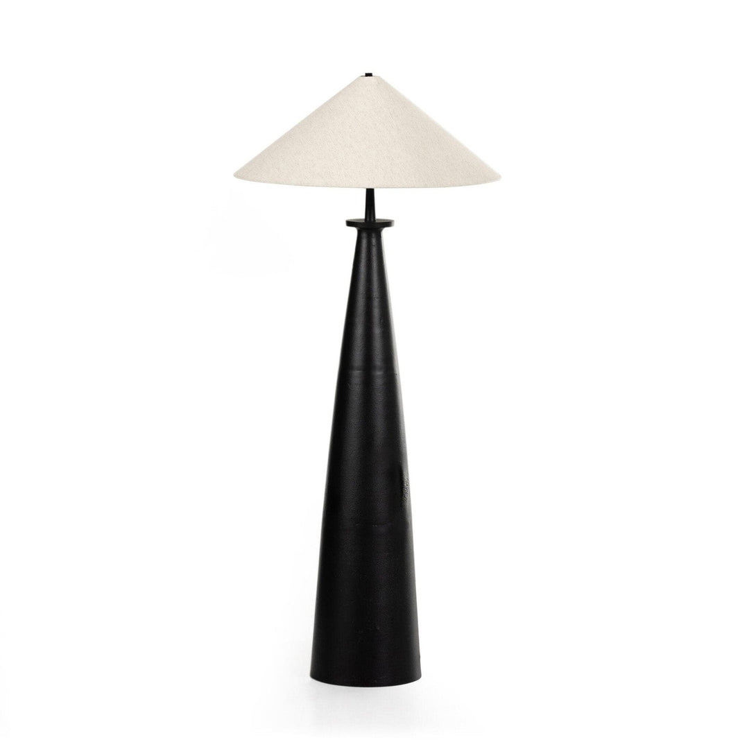 Ennis Tapered Shade Floor Lamp - Matte Black Cast Aluminum