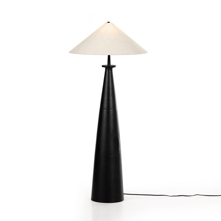 Ennis Tapered Shade Floor Lamp - Matte Black Cast Aluminum