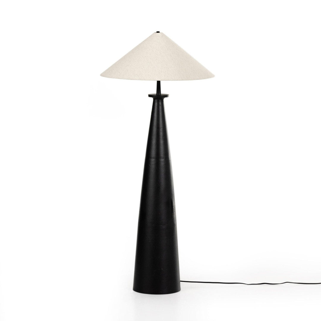 Ennis Tapered Shade Floor Lamp - Matte Black Cast Aluminum