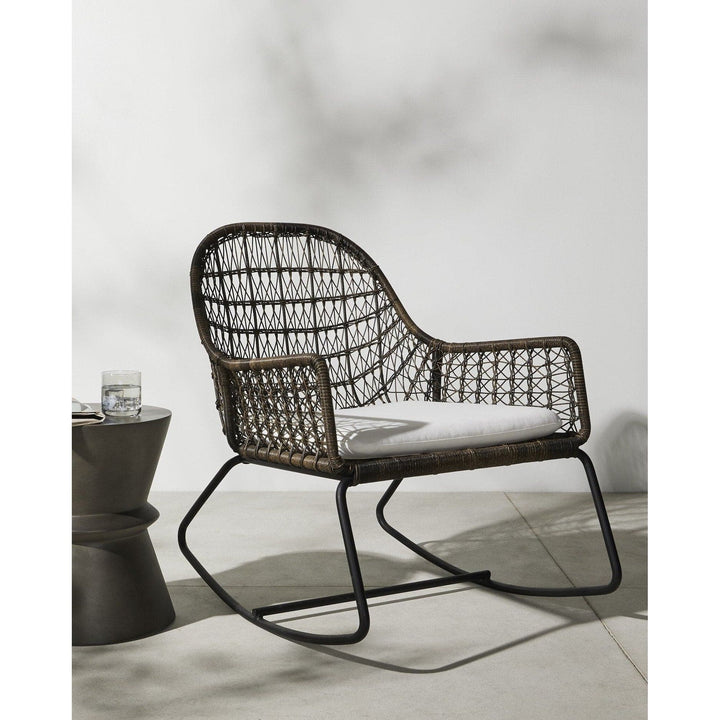 Sierra Outdoor Rocking Chair - Grey with Stinson White Cushion