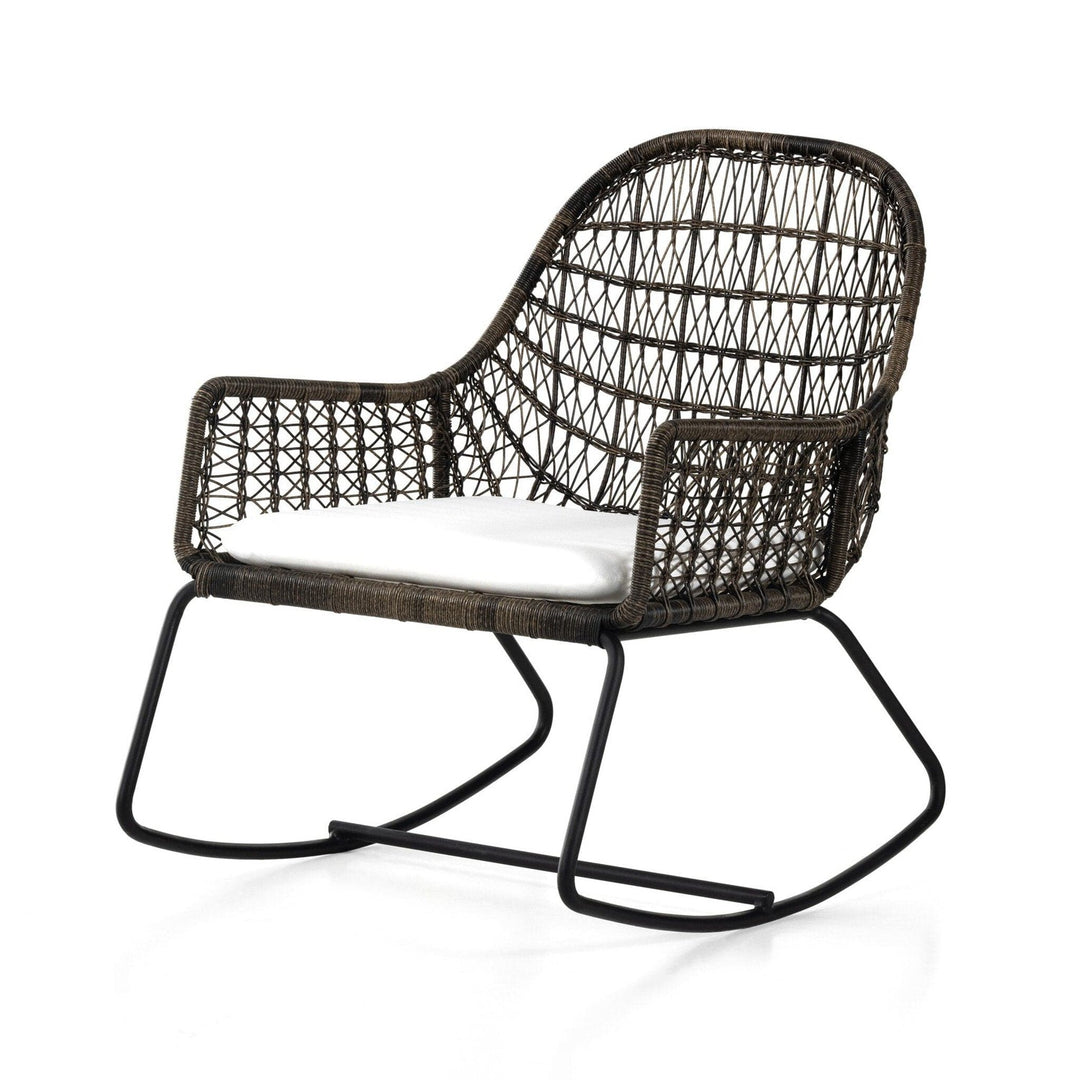 Sierra Outdoor Rocking Chair - Grey with Stinson White Cushion