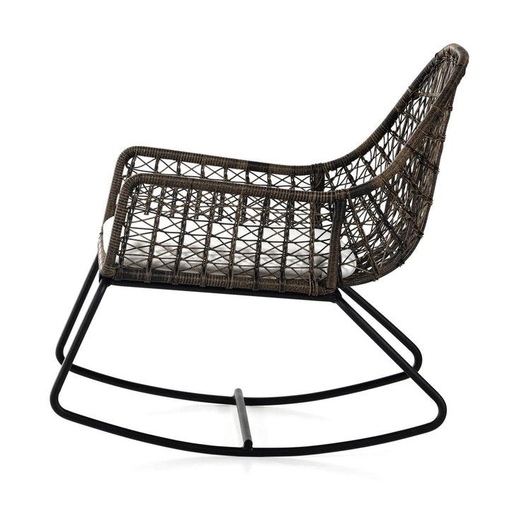 Sierra Outdoor Rocking Chair - Grey with Stinson White Cushion