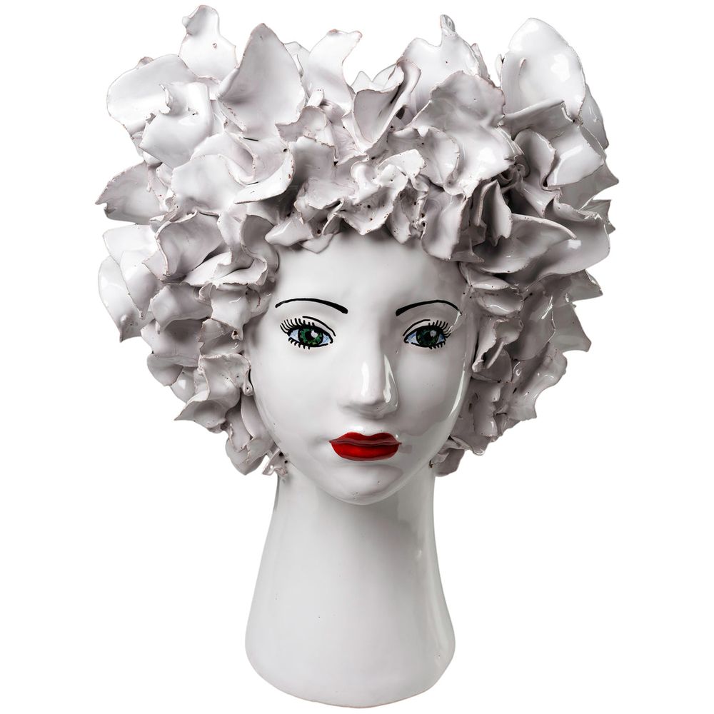 Vases Ceramic Head Vase, White Flowers
