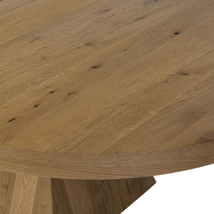 Leif Round Extension Dining Table 60" - Aged Natural Oak Veneer