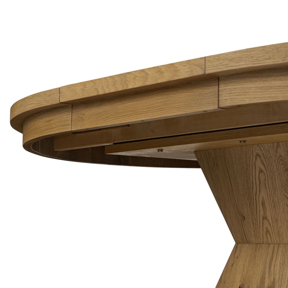 Leif Round Extension Dining Table 60" - Aged Natural Oak Veneer