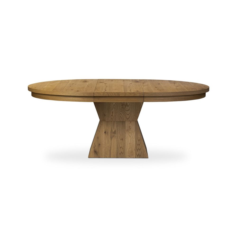 Dining Tables Leif Round Extension Dining Table 60" - Aged Natural Oak Veneer