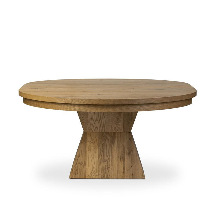 Dining Tables Leif Round Extension Dining Table 60" - Aged Natural Oak Veneer