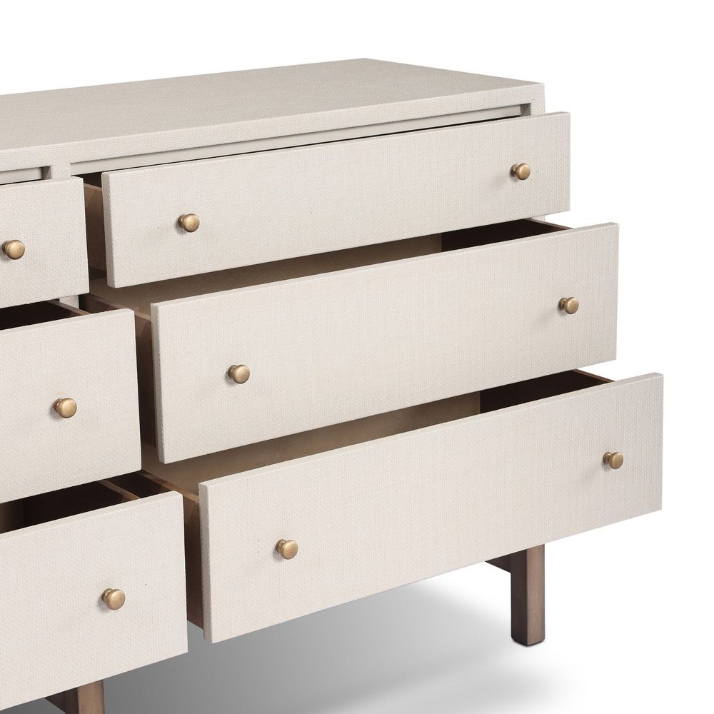 Fiona 6 Drawer Dresser - Ivory Painted Raffia