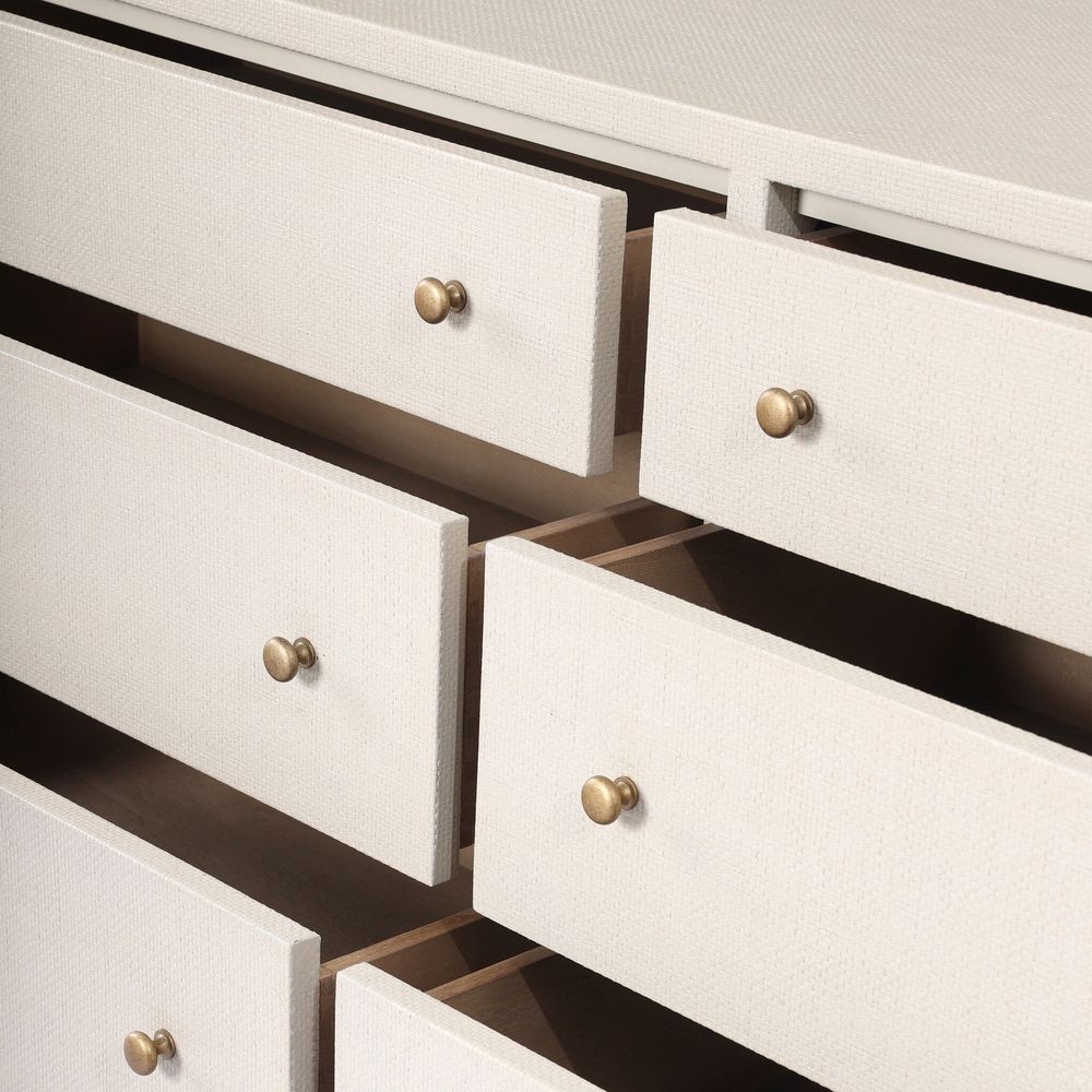 Fiona 6 Drawer Dresser - Ivory Painted Raffia