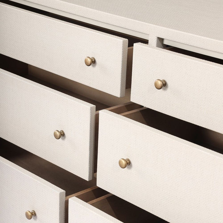 Fiona 6 Drawer Dresser - Ivory Painted Raffia