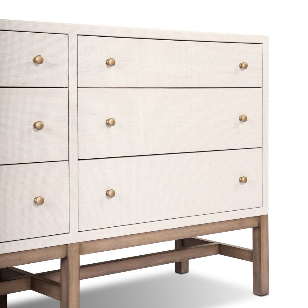 Fiona 6 Drawer Dresser - Ivory Painted Raffia