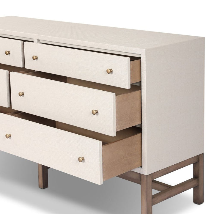 Fiona 6 Drawer Dresser - Ivory Painted Raffia