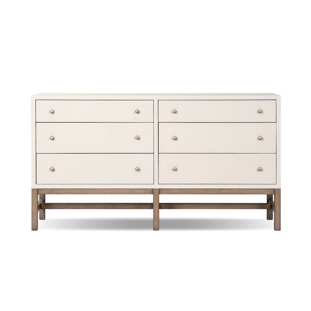 Dressers & Chests Fiona 6 Drawer Dresser - Ivory Painted Raffia