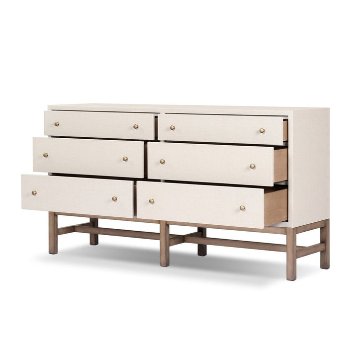 Fiona 6 Drawer Dresser - Ivory Painted Raffia