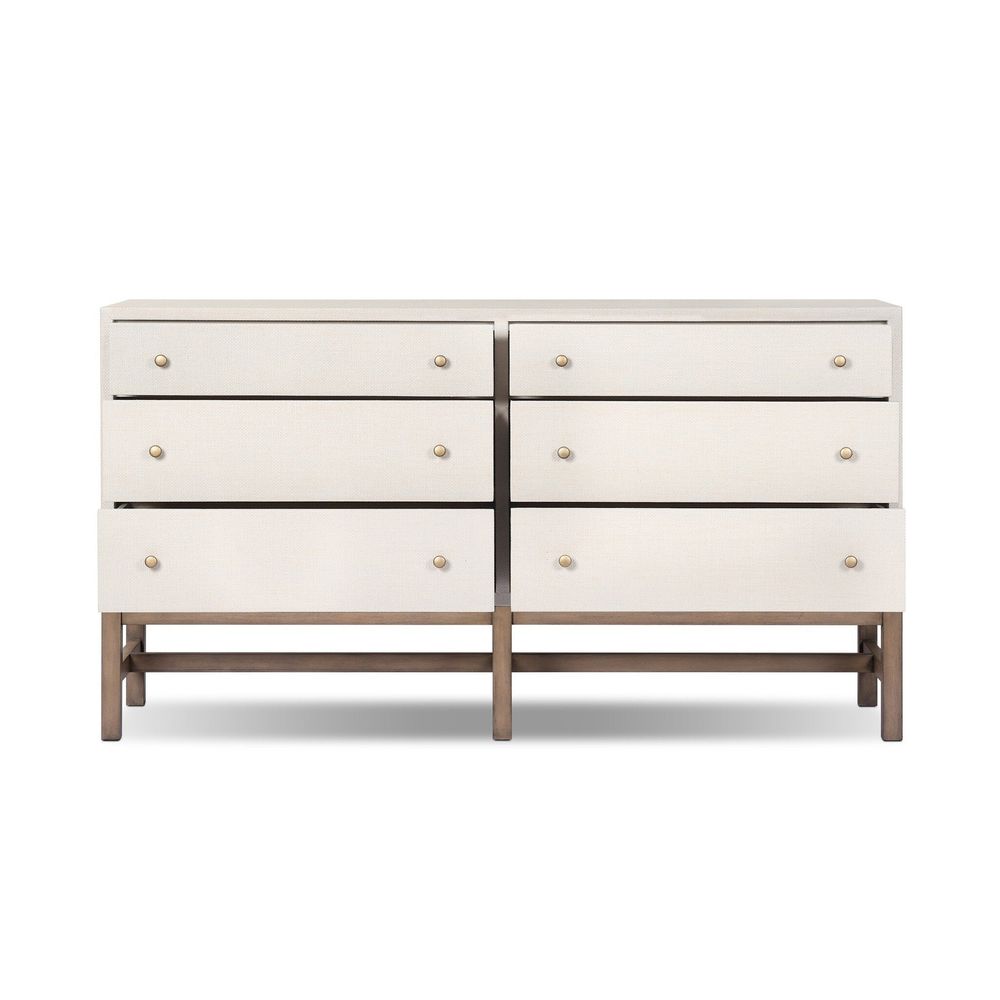 Fiona 6 Drawer Dresser - Ivory Painted Raffia