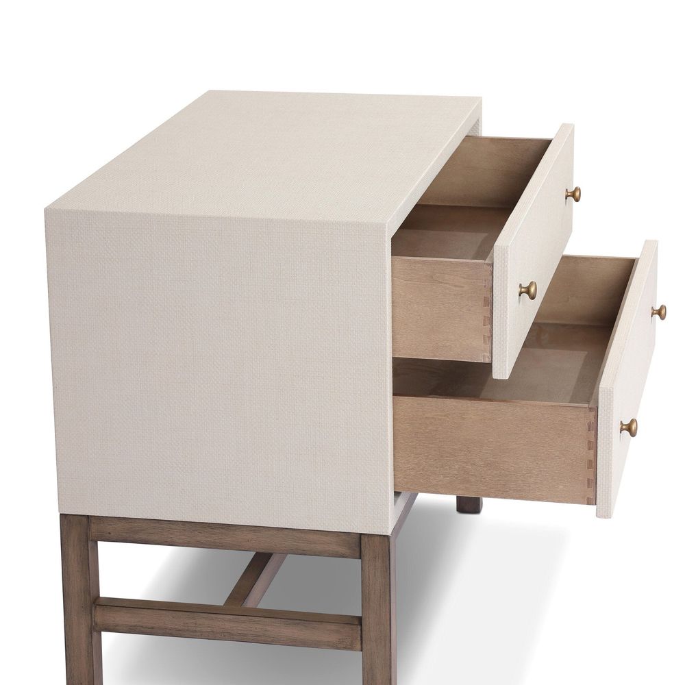 Fiona Nightstand - Ivory Painted Raffia
