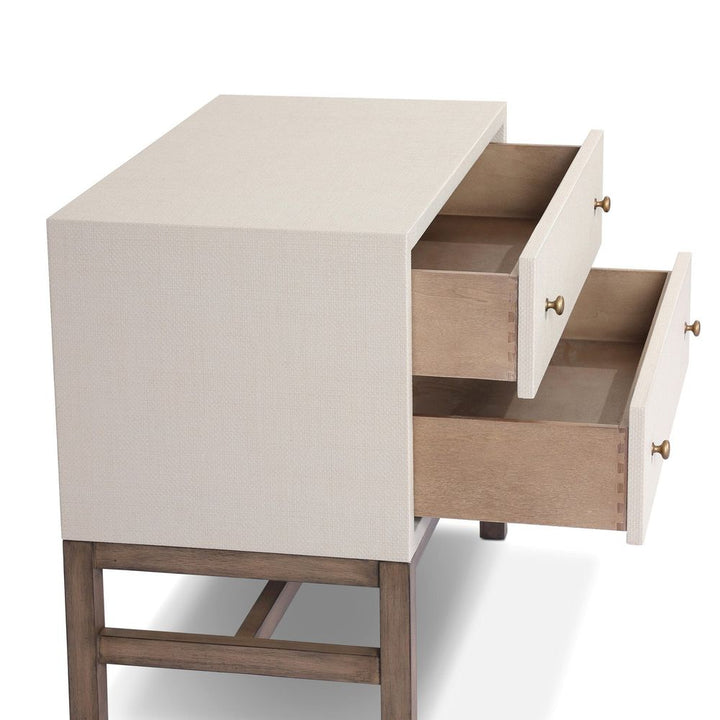Fiona Nightstand - Ivory Painted Raffia