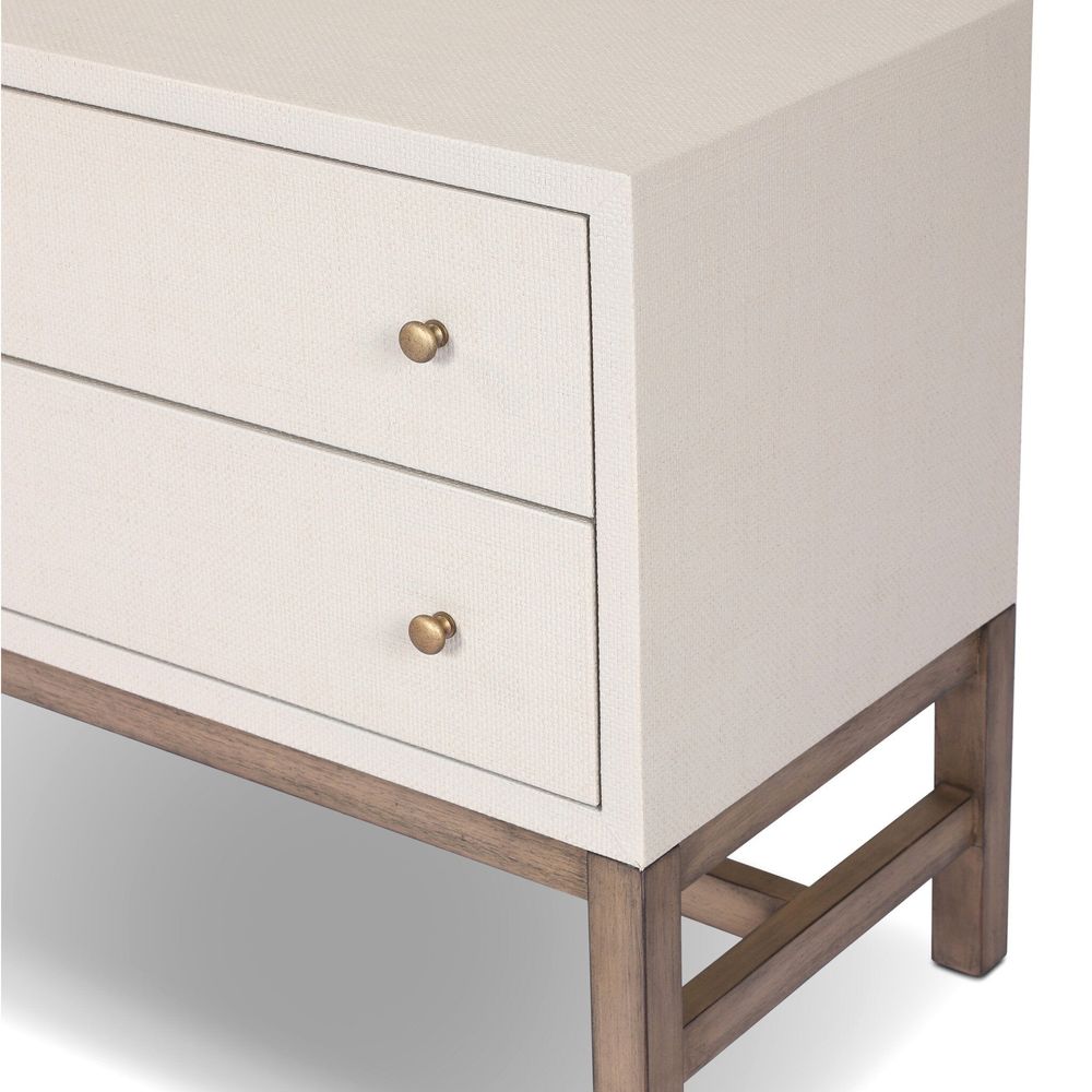 Fiona Nightstand - Ivory Painted Raffia