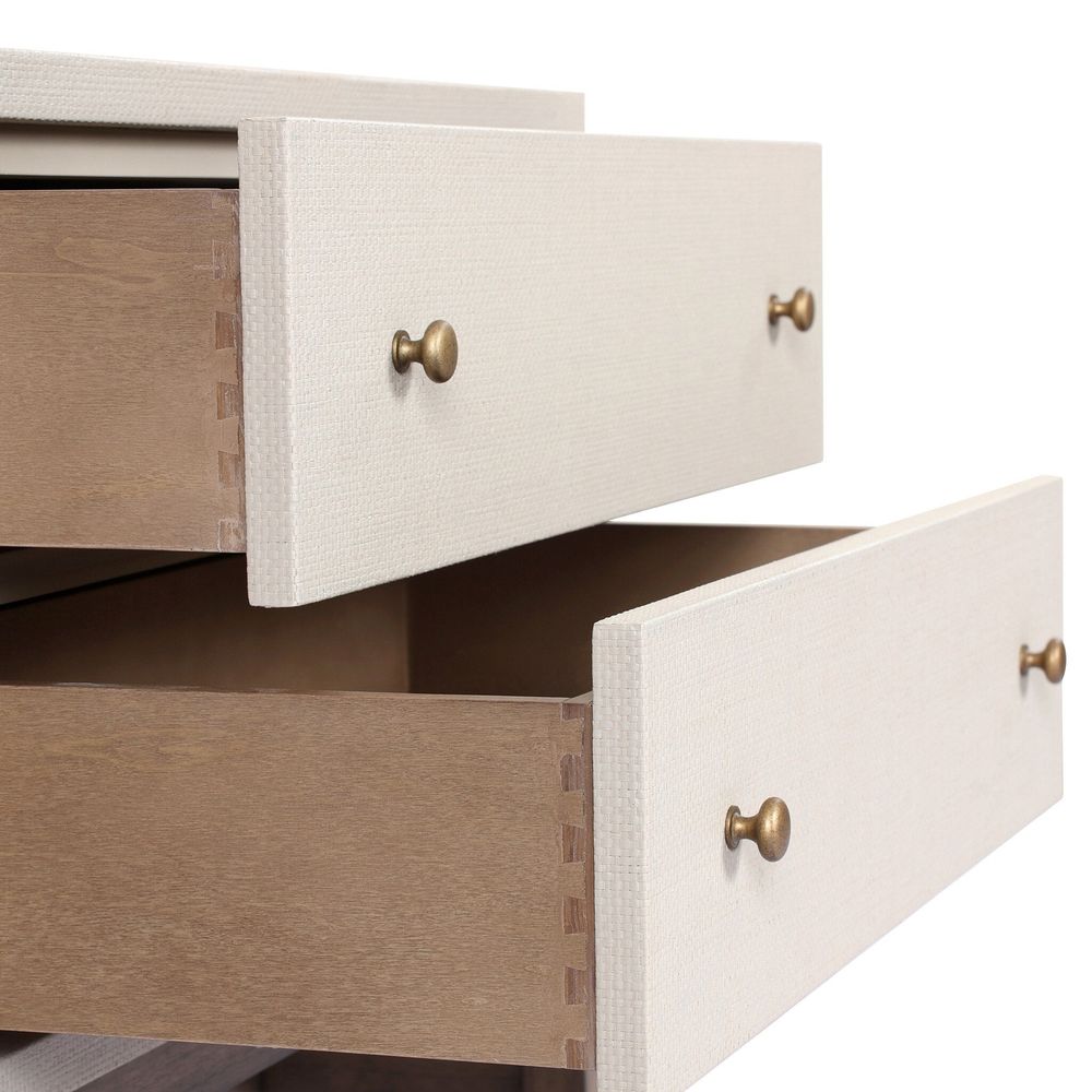 Fiona Nightstand - Ivory Painted Raffia