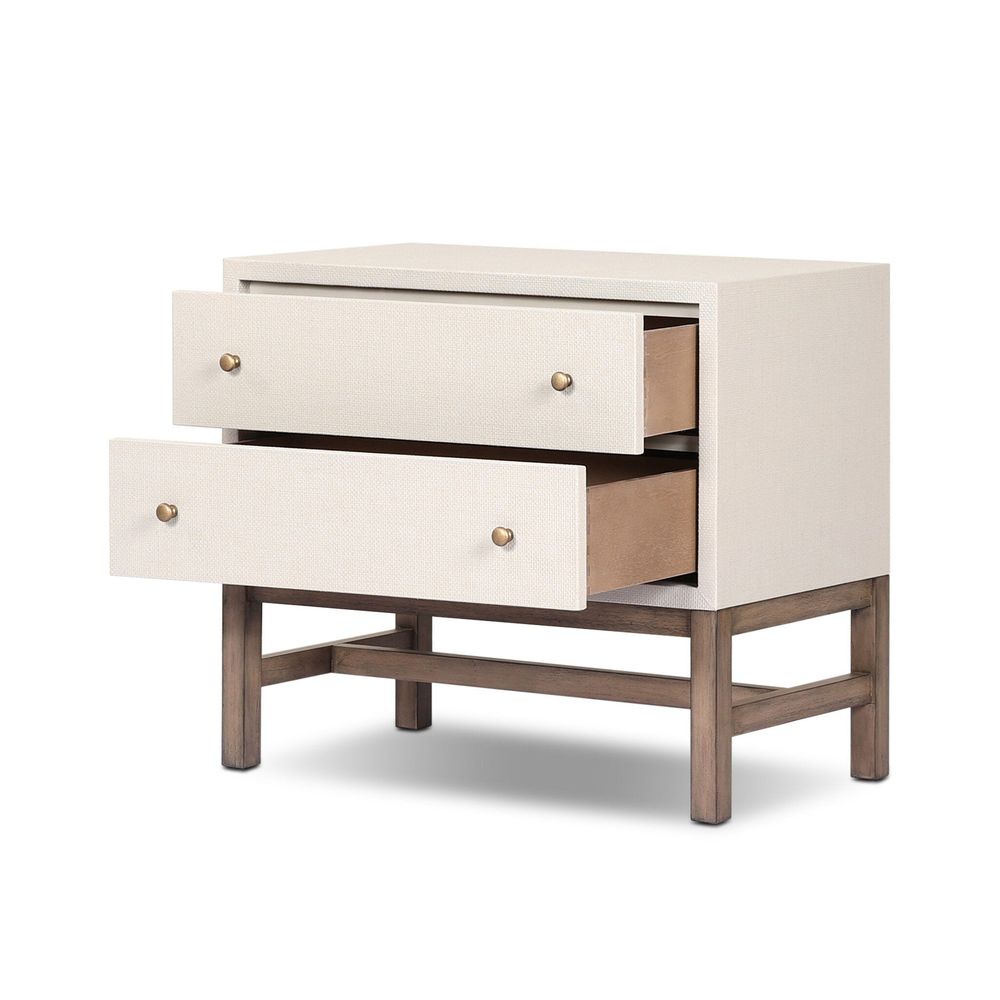 Fiona Nightstand - Ivory Painted Raffia