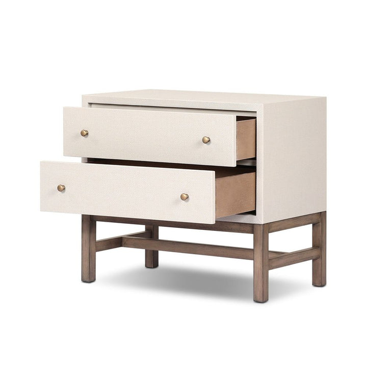 Fiona Nightstand - Ivory Painted Raffia